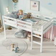 thumbnail image 3 of UHOMEPRO Twin Size Loft Bed, Solid Wood Loft Bed Frame with Wooden Slats, Modern Low Loft Bed for Boys Girls, No Box Spring Needed, White, 3 of 8