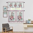 thumbnail image 3 of Kitchen Window Curtains Valance and Tier Set, Spring Easter Rabbits Egg Rod Pocket Tier Curtain Valance Set, Country Floral Green Plaid Light Filtering Cafe Curtains for Bedroom Living Room, 3 of 9