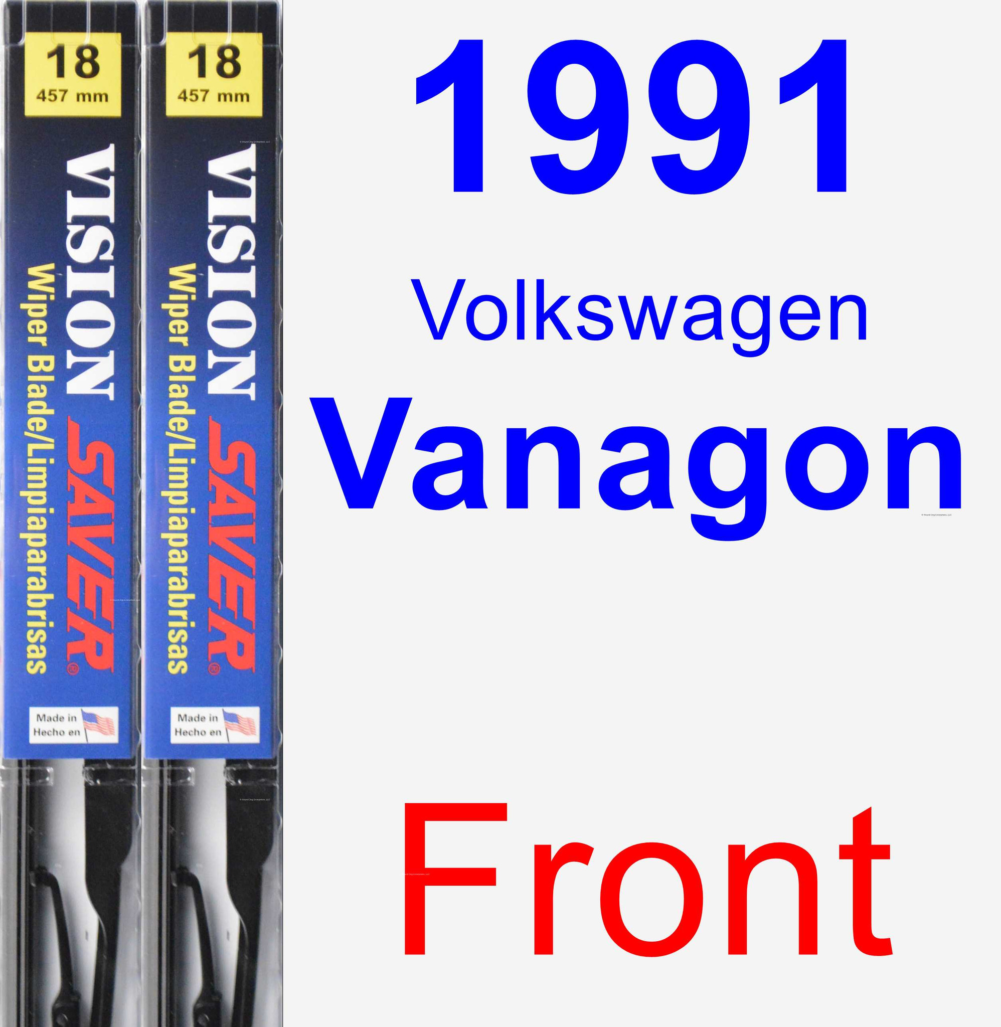 1991 Volkswagen Vanagon Wiper Blade Set/Kit (Front) (2 Blades) Vision