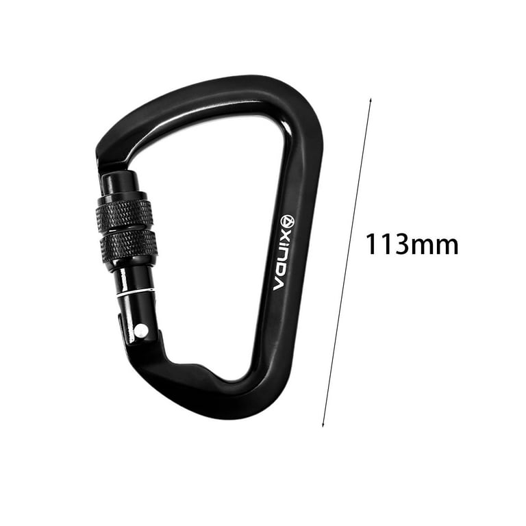 5Pcs Black Carabiner Clips for Mountaineering D Shaped Buckle Aluminum  Alloy Locking Spring Snap Hook Keychain Outdoor Camping