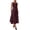 Burgundy, variant on sicmoss Women's Coffee Faux Leather Sleeveless Flowy Long Dress Elegant Party with Belt