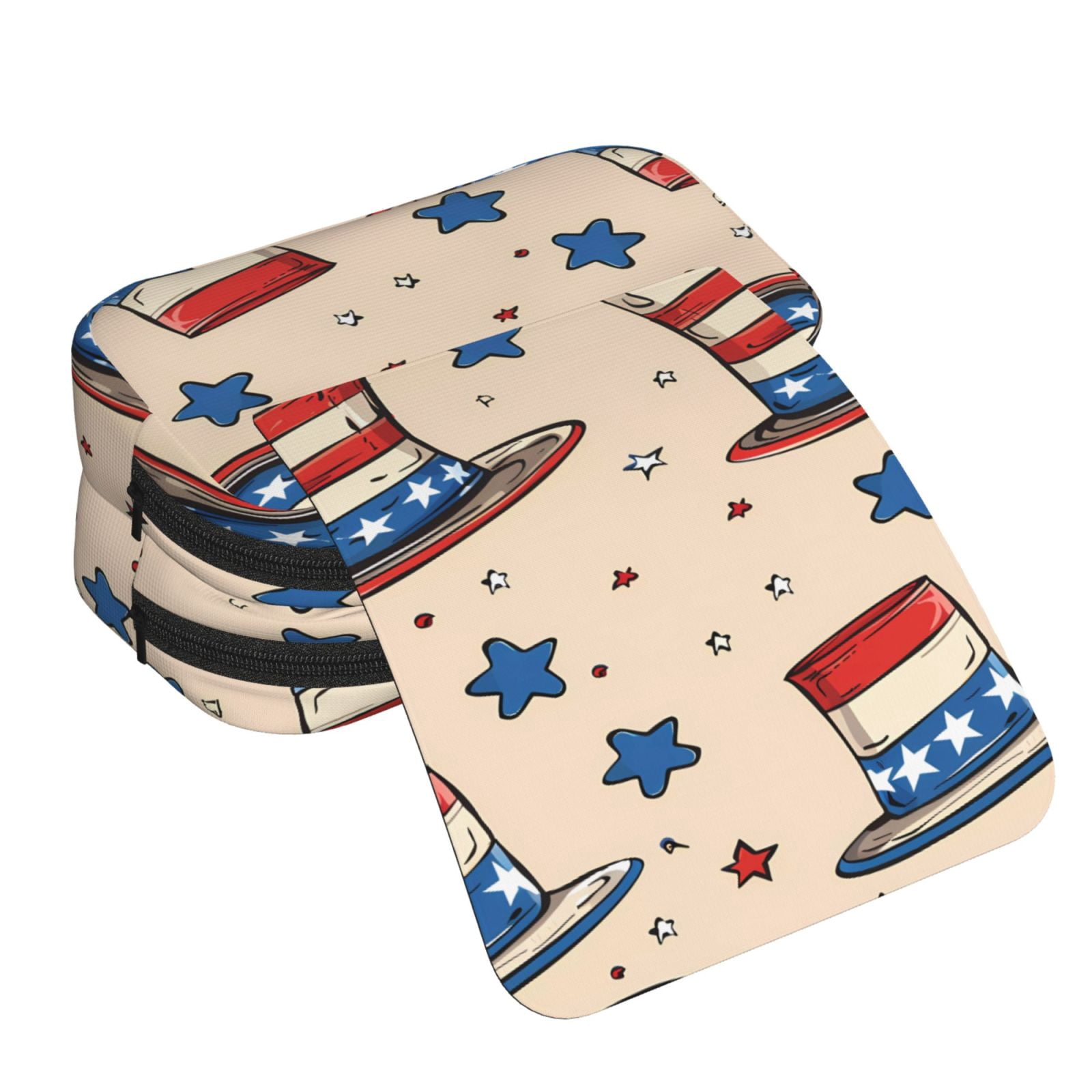 Large-Capacity Flip-Top Double-Layer Pencil Case, Multi-Functional Pocket Pen Case, Durable Stationery Organizer Independence Day Theme Elements Star (5)