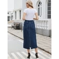 thumbnail image 3 of DARING DIVA Women's Midi Length Split Back Long Jean Skirts X-Small Dark Blue, 3 of 6