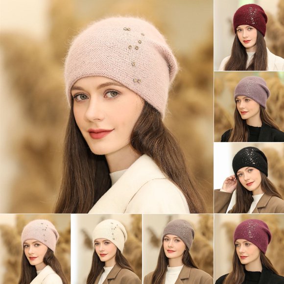 Wool Slouchy Knit Beanies Winter Hats for Women Soft Warm Slouch Skull Beanie Cap