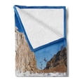 thumbnail image 2 of Winter Soft Flannel Fleece Blanket, Frozen Lake Baikal in Siberia Icicles Scenic Nature Structure Cold Climate, Cozy Plush for Indoor and Outdoor Use, 70" x 90", Blue Caramel White, by Ambesonne, 2 of 5