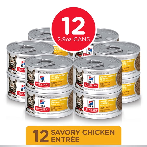 Hill's Science Diet Adult Urinary & Hairball Control Canned Cat Food, 2.9 oz, 12 Pack wet cat food