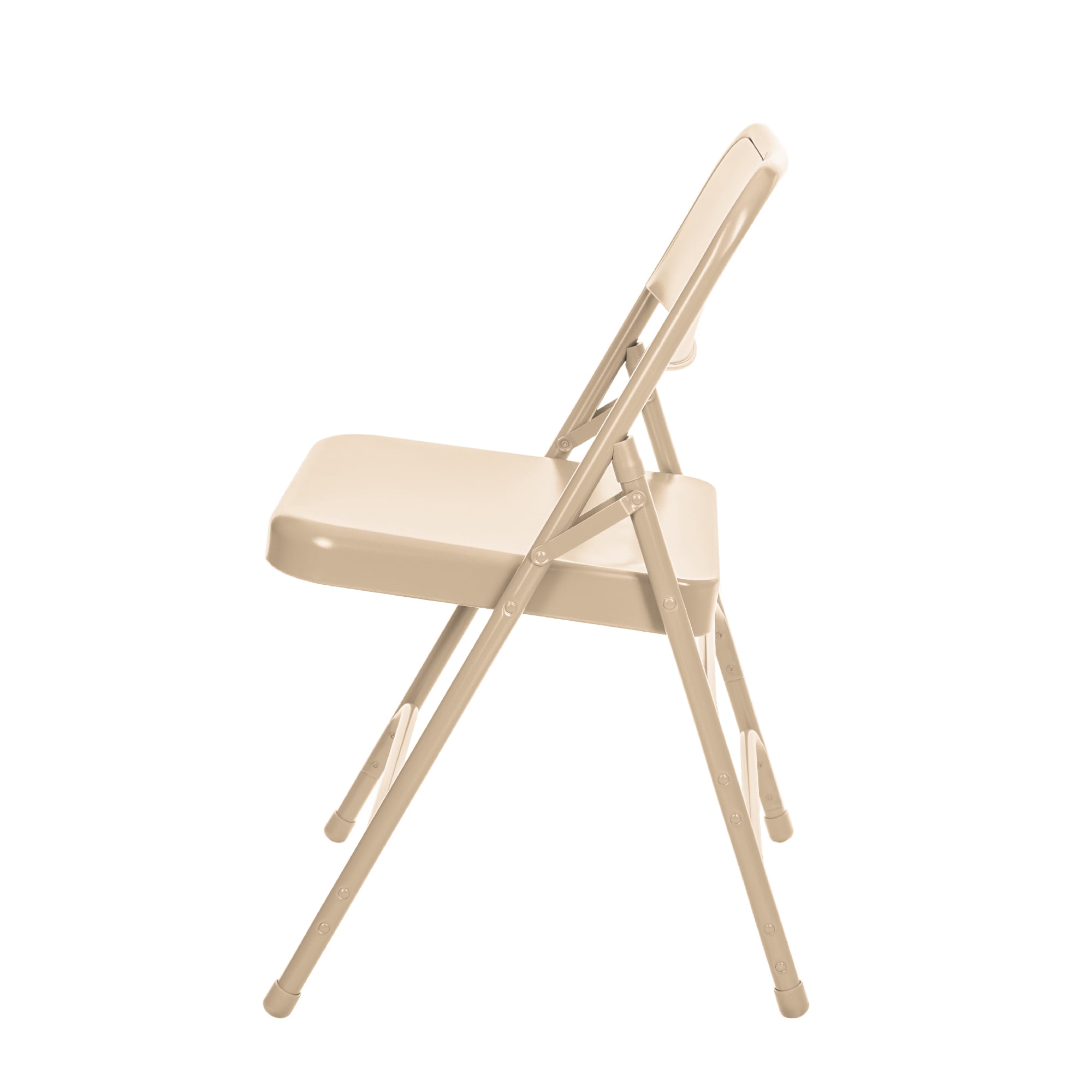 Hampden Furnishings Bernadine Collection All Metal Triple Brace Folding Chair, Beige, Pack of 4