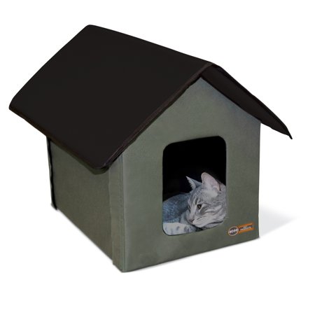 UPC: 0655199637164 | K&H Pet Products Outdoor Kitty House Cat Shelter (Unheated) Olive/Black 19 X 22 X 17 Inches