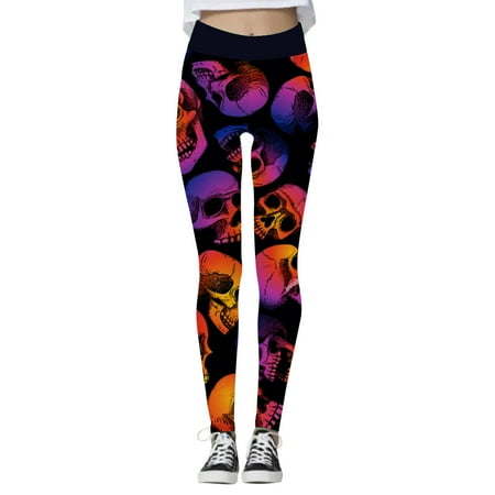 

nsendm Yoga Pants for Women High Waist Long Halloween Print Collection High Waist Women s Mens Yoga Pants Loose Pants Purple XX-Large
