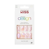 KISS Salon Design Press on Nails, All 4 Me, Purple, Medium Almond, 24 Count