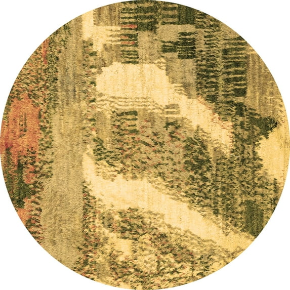 Ahgly Company Indoor Round Abstract Brown Modern Area Rugs, 5' Round