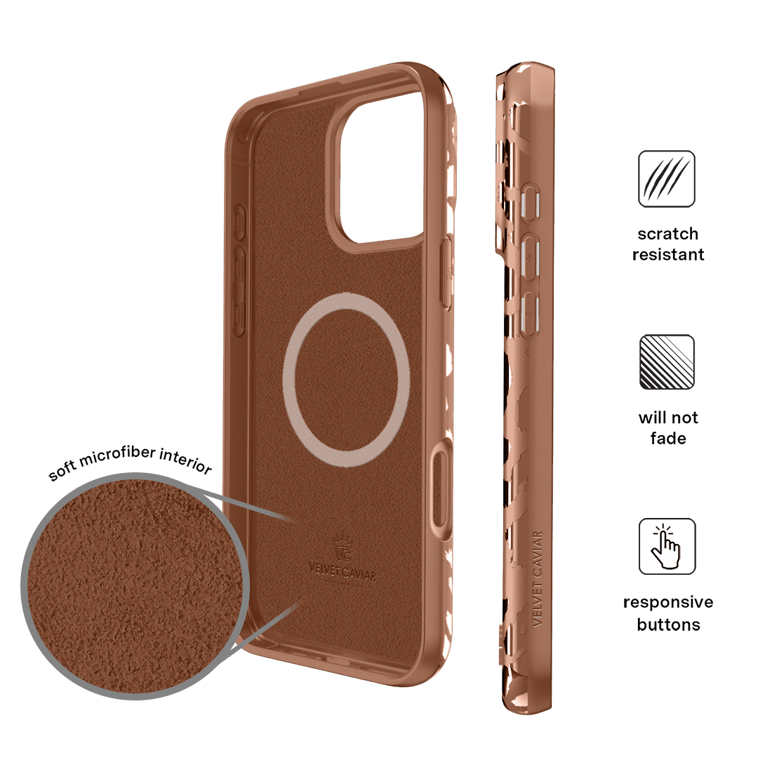 VELVET CAVIAR for iPhone 16 Pro Case - Compatible with MagSafe - Cute Protective Phone Cases for Women - Bronze Chrome Leopard