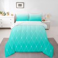 thumbnail image 1 of Erosebridal Cyan Ombre Bedding Comforter Set, Geometry Rhombus Down Comforter, Buffalo Room Decor, Reversible 2 Pieces, 1 of 8