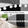 thumbnail image 3 of PiccoCasa 18"x18" Decorative Cushion Covers Pompoms Plaid Throw Pillow Covers Set of 2, Black Beige White, 3 of 8
