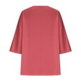 thumbnail image 5 of Guieoi Womens Tops Plus Size Women's Trendy Fall V Neck Three-quarter Sleeve Solid Red Black*Friday/Cyber*Monday, 5 of 6