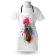 thumbnail image 4 of Music Apron, Color Splashes Violin Treble Chef Musical Notes Digital Illustration Print, Unisex Kitchen Bib with Adjustable Neck for Cooking Gardening, Adult Size, White and Multicolor, by Ambesonne, 4 of 4