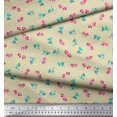 thumbnail image 2 of Soimoi Beige polyester Crepe Fabric Bow & Stripe Print Fabric by the Yard 52 Inch Wide, 2 of 5