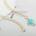 thumbnail image 4 of CANEVINKA 18K Gold Plated Turquoise Teardrop Pendant Necklace Statement Oval Link Chain Necklace Handmade Jewelry for Women, 4 of 7