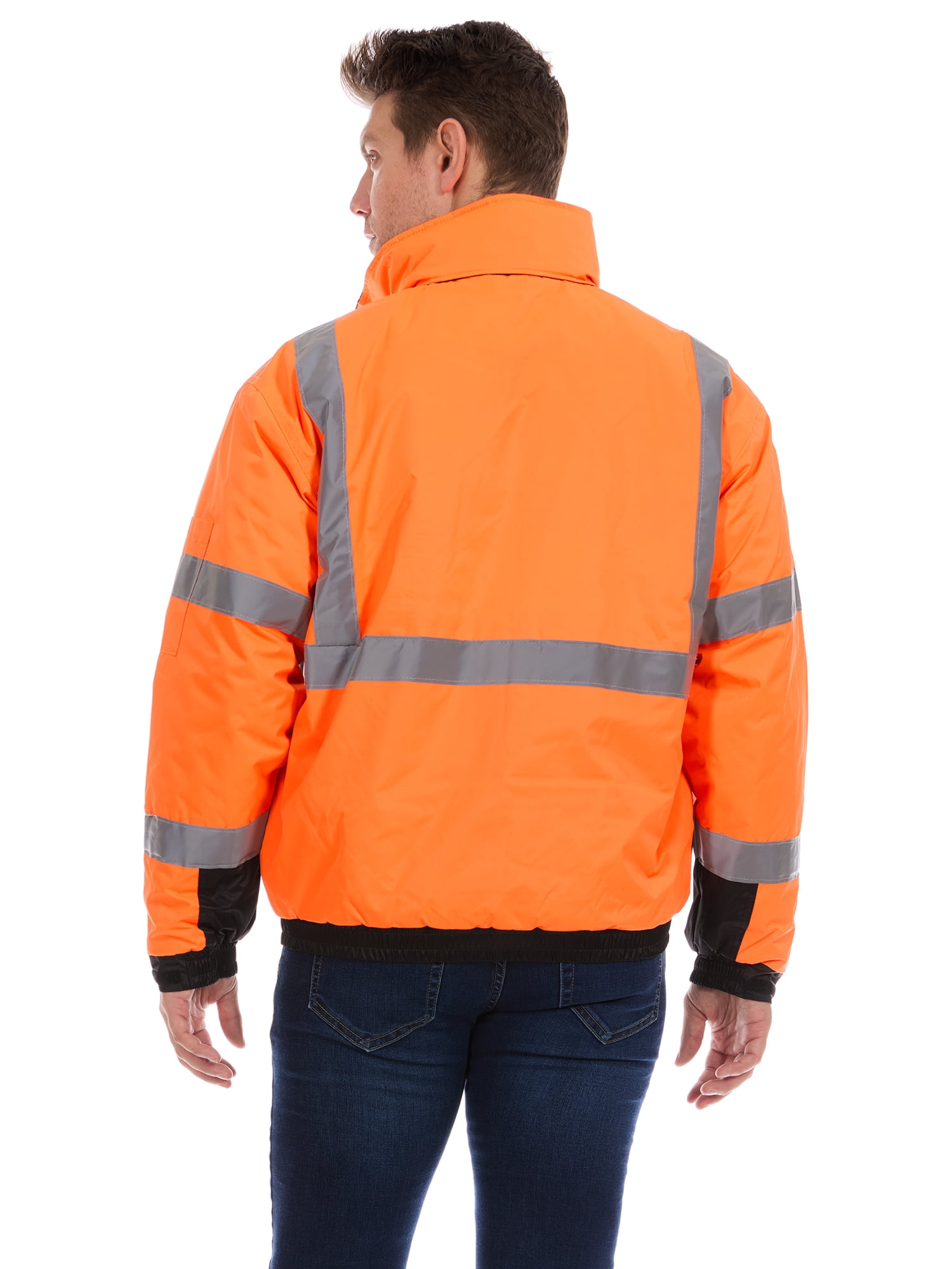 Bass Creek Outfitters Men's Oxford Insulated Safety Work Jacket with Hidden Hood, Sizes M-2XL