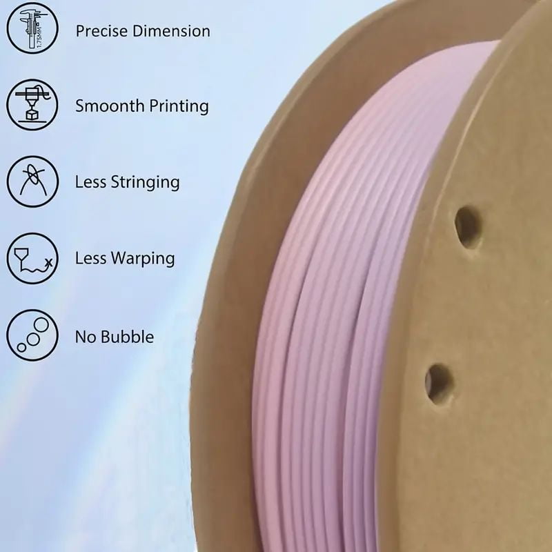 Matte Rainbow PLA 3D Printer Filament 1.75mm, Purple Pink Green Blue Gradient 3D Printing Consumables, 250g (0.55lbs)