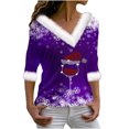thumbnail image 1 of Birdeem Joyeux Noël Blouse Décontractée à Manches Longues Col en V pour Femmes, 1 of 1