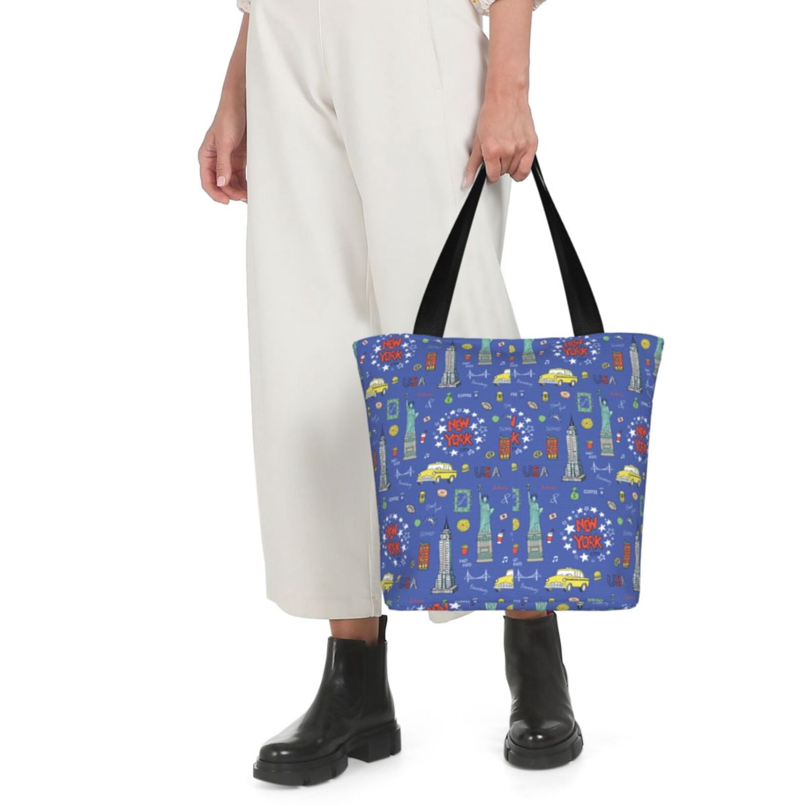 Ratiio New-York City Print Shoulder Bag for Women, Polyester Crossbody Purse Lightweight Handbag for Daily Travel and Casual Use