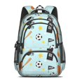 thumbnail image 2 of Football and Basketball Blue Pattern Backpack for School, Cute School Bag with Adjustable Shoulder Straps and Padded Back, 16.9"x12.6"x5.9", 2 of 5