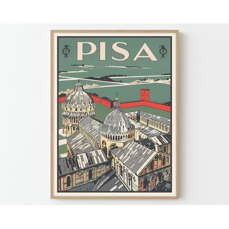 Pisa Italy Vintage Travel Poster Art Print | Home Decor Wall Art Gift, 8x12 UNFRAMED