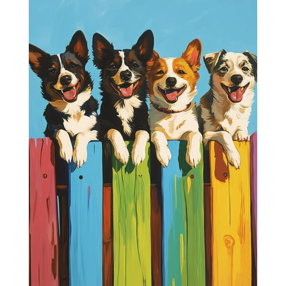 Paint by Numbers Kit for Adults - Dog on the Fence - Beginners Acrylic Adult Paint by Number Kits on Canvas Digital Oil Number Painting Kits for Home Decor Gift 16"x20" -