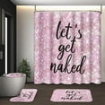 thumbnail image 2 of 4PC Pink and Gold Let''s Get Naked Shower Curtain Sets Diamond Coloful Bathroom Decor with Rugs, Non-Slip Rug,Toilet Lid Cover, Bath Mat and 12 Hooks 72x72 inches, 2 of 6