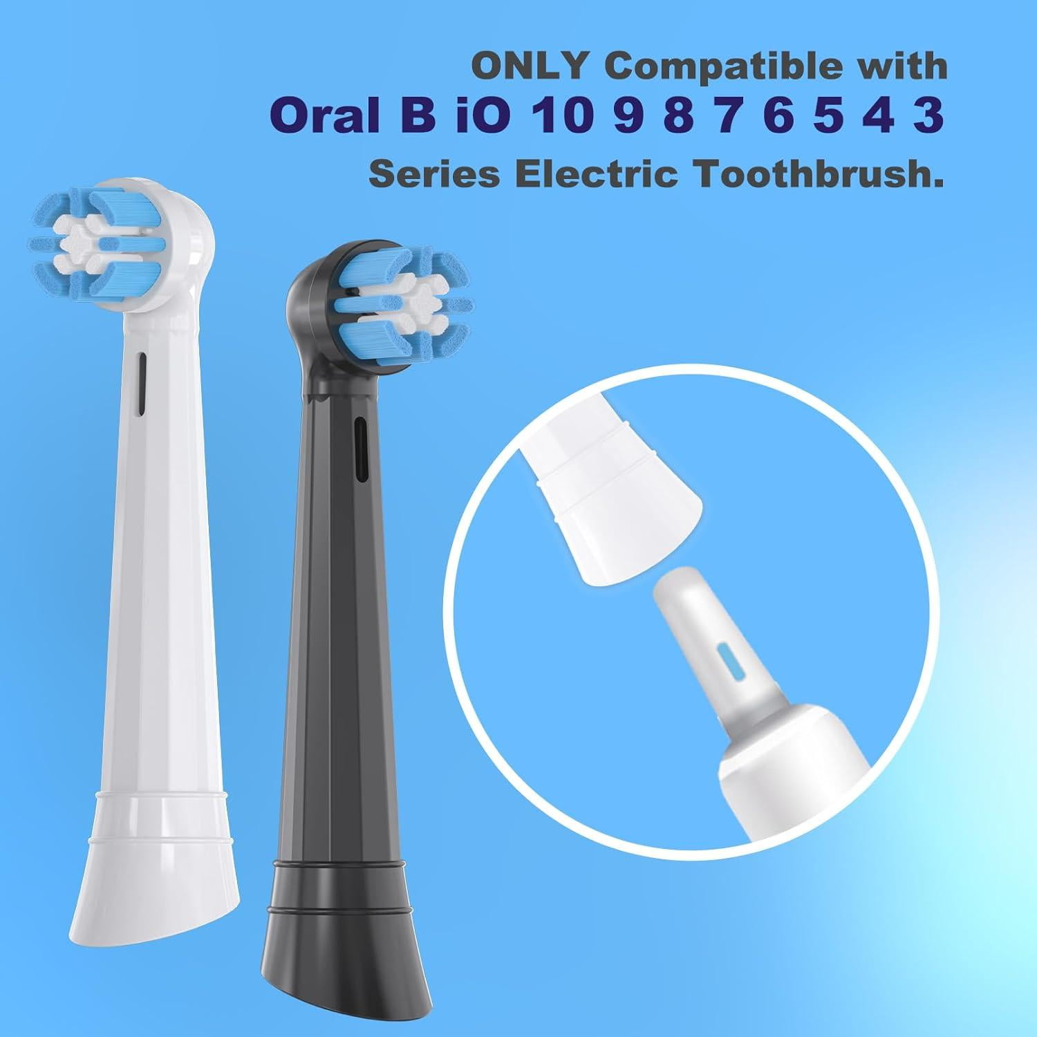 12PC Electric Toothbrush Heads Replacement for Oral-B iO Series , for Oral B iO 10 9 8 7 6 5 4 3 Series, Soft Bristles, Black