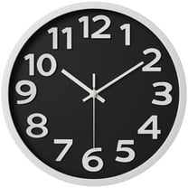 Unique Bargains Non-Ticking Battery Operated Decorative Wall Clock Black White Frame