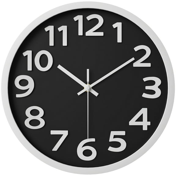 Unique Bargains Non-Ticking Battery Operated Decorative Wall Clock Black White Frame