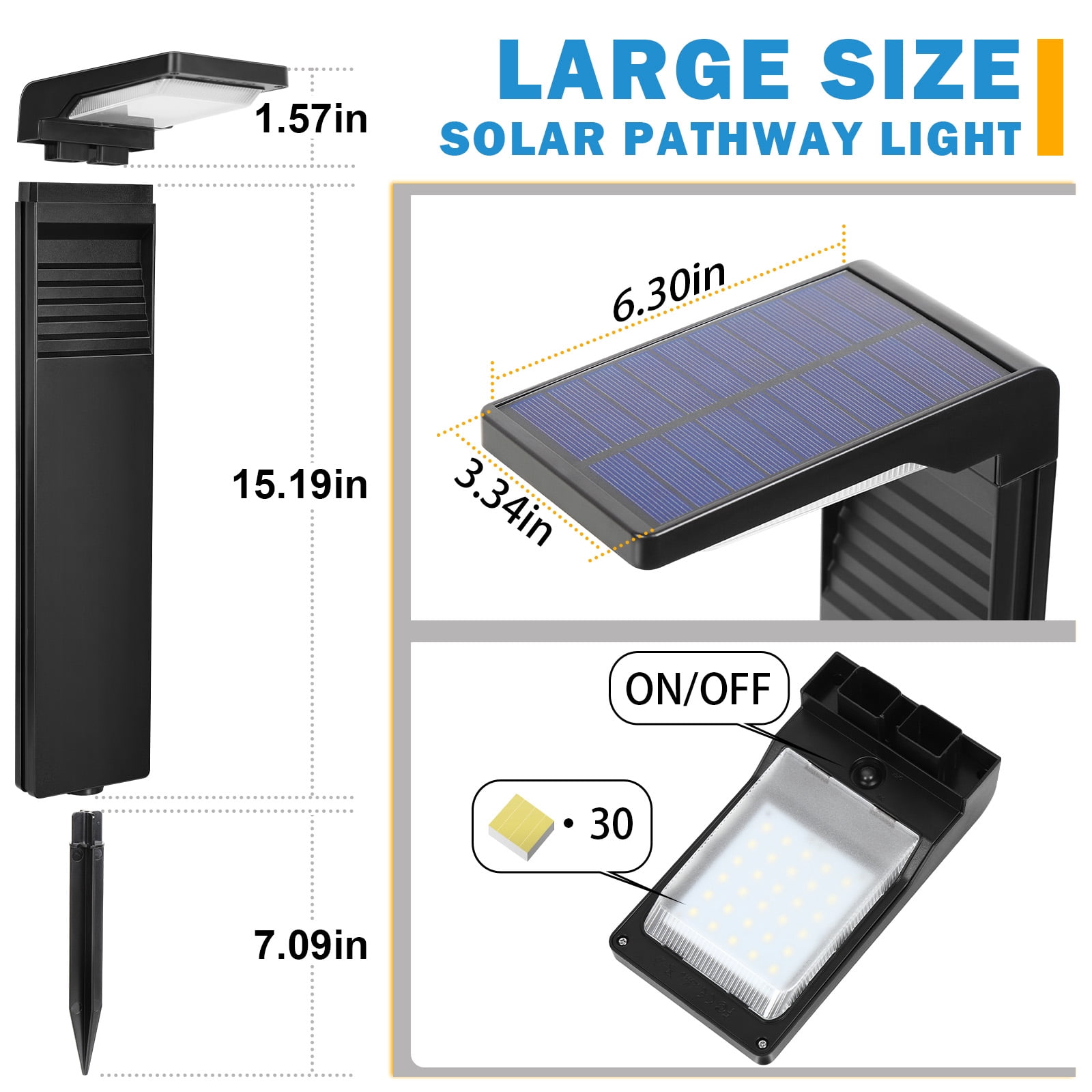 Solar Pathway Lights 2 Pack Walkway Path Lights, Cool White
