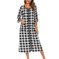 thumbnail image 1 of Guardurnaity Camisones de mujer Batas con cremallera de casa de verano Albornoz con bolsillos Hogar Hotel Dormitorio Ropa de dormir Mujer Damas Pijama Tartán Guardurnaity AP016562-03, 1 of 6