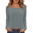 thumbnail image 1 of Camisas de Manga Corta para las Mujeres Casual Color Sólido Blusas Plisadas, Moda Cuello Redondo Tops de Verano para la Fiesta, 1 of 8
