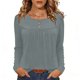 thumbnail image 1 of Camisas de Manga Corta para las Mujeres Casual Color Sólido Blusas Plisadas, Moda Cuello Redondo Tops de Verano para la Fiesta, 1 of 8
