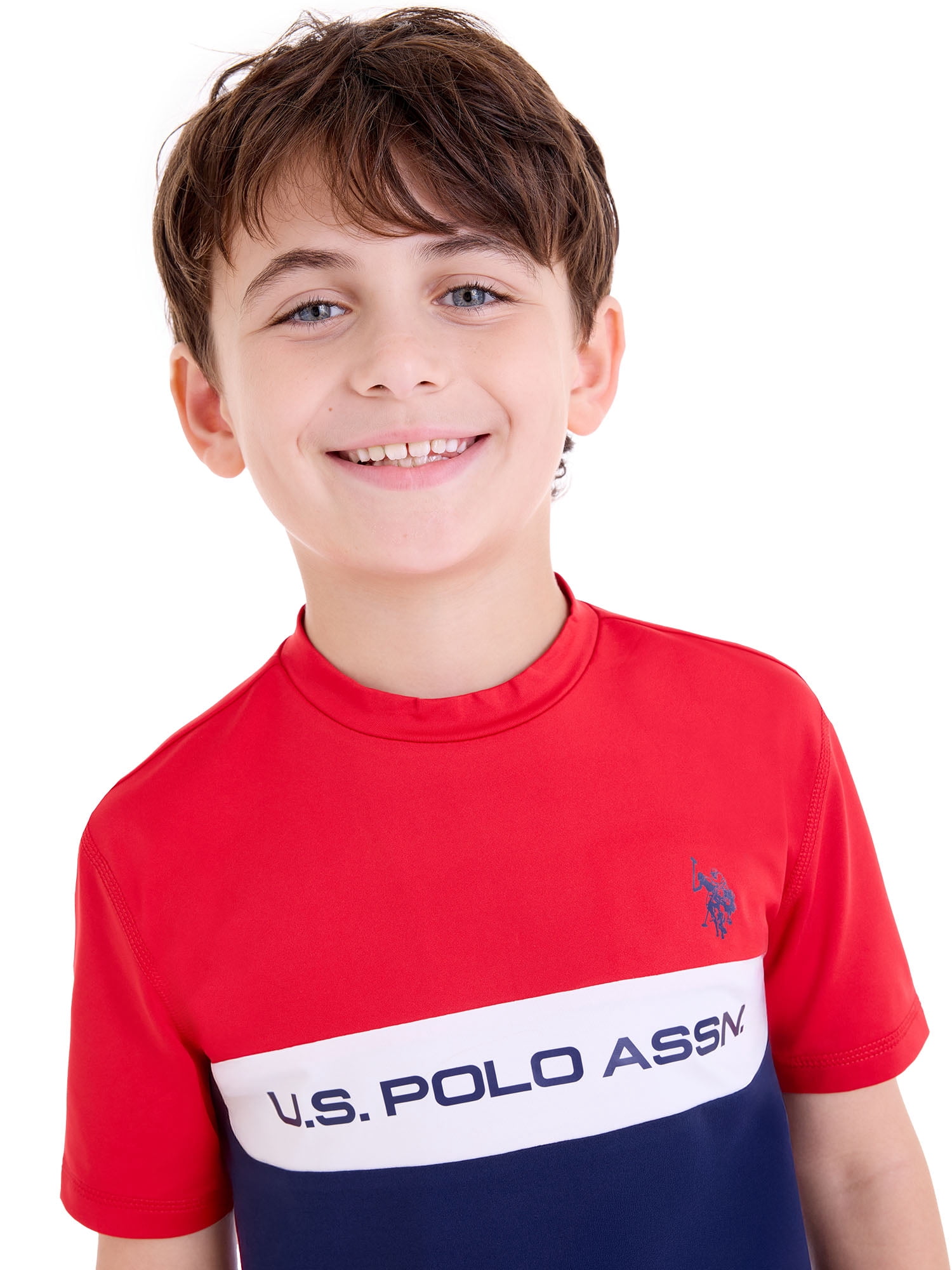 U.S. Polo Assn. Boys Short Sleeve Rashguard, Sizes 4-18