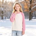 thumbnail image 4 of Abcomgle Girls Crewneck Sweatshirt Cute Colorblock Raglan Long Sleeve Girls Pullover Sweatshirt Sweaters for Teen Girls Casual Winter Clothing for Teen Girls, 4 of 5