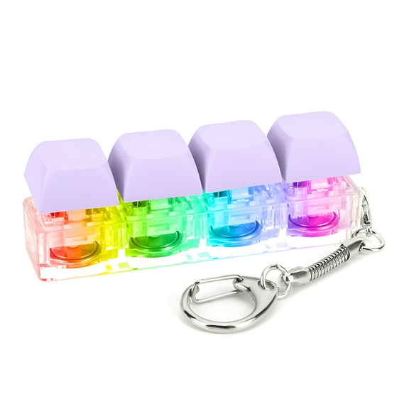 BESTSKY Keyboard Fidget Keychain 4 Keys Decompression Toys with LED Light(Purple)