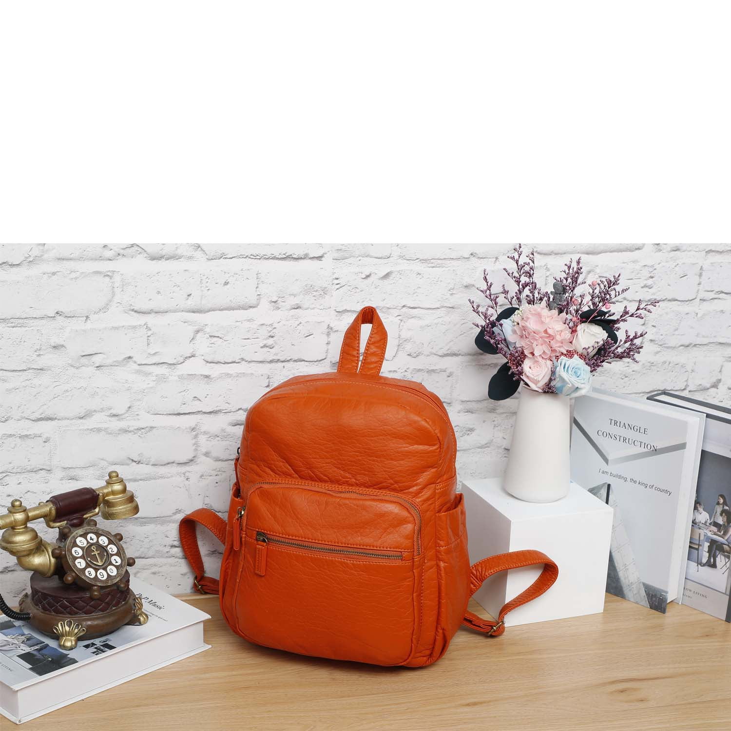 The Marie Womens Backpack by Ampere Creations - Orange  display picture 2