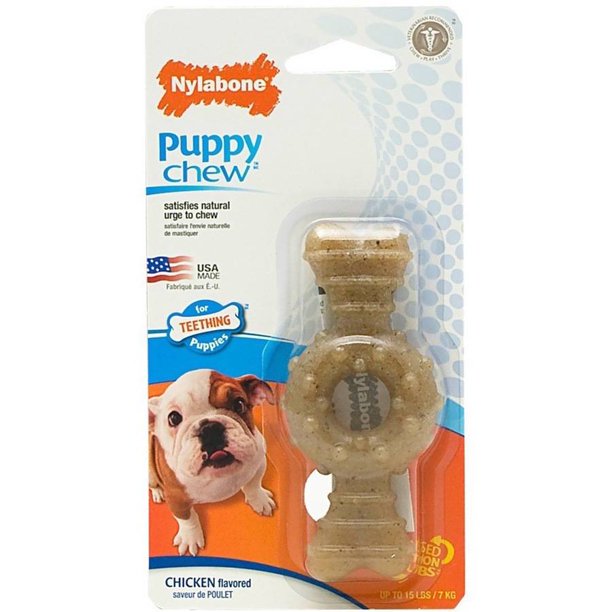 Nylabone Puppy Ring Teething Chicken Flavored Bone, Petite, Small