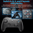 thumbnail image 4 of Manette PC, Manette Bluetooth Sans Fil pour Switch/Mac/PC/Téléphone/Fire TV, Manette de Jeu à Distance avec Bouton Programmable Personnalisé/réveil/Turbo/capture d'Écran/axe Gyroscopique, Rechargeable Type‐C 15 H de Lecture, 4 of 5
