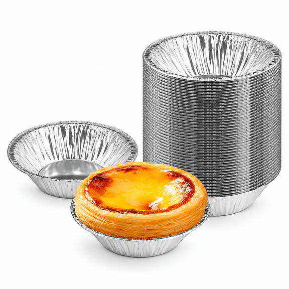 Florvian Silver Aluminum Foil Tart Pan - 100Pcs Disposable Mini Pie Tins Round Pan for Cake Pie Tin Foil Pans Tin 2.9"