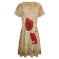 thumbnail image 5 of Poppy Artwork Dress Fashion Beach Short Sleeve Dresses Female Party Printed Sundress, 5 of 7