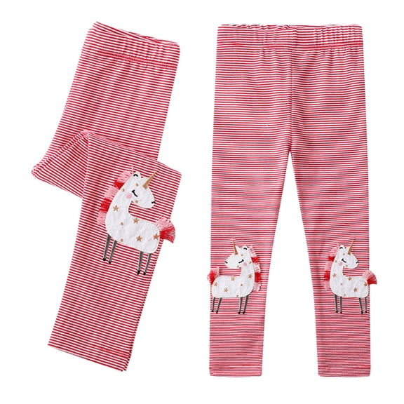 LYMAYTER Toddler Kids Summer Stretch Leggings for Girls Spring Casual Active Long Tight Pant Baby Cartoon Cotton Leggings 2-8T