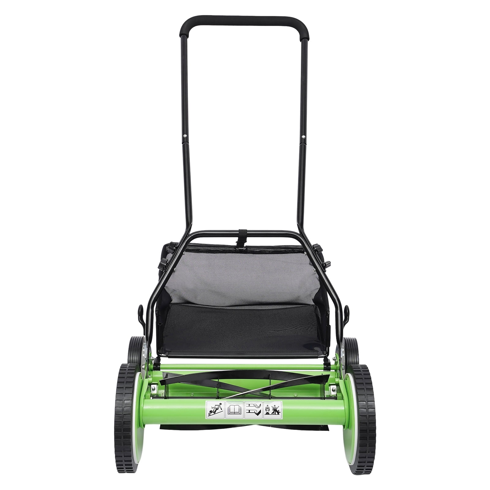 ChicHomey 16"Cordless Manual Reel Lawn Mower,5-Blades Lawn Mover Adjustable Cutting Height Grass Cutter with Grass Catcher, Green