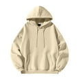 thumbnail image 4 of Cuoff Hoodies Sweatshirt Winter Loose Casual Solid Color Loose Casual Hoodies for men Beige 2X, 4 of 4