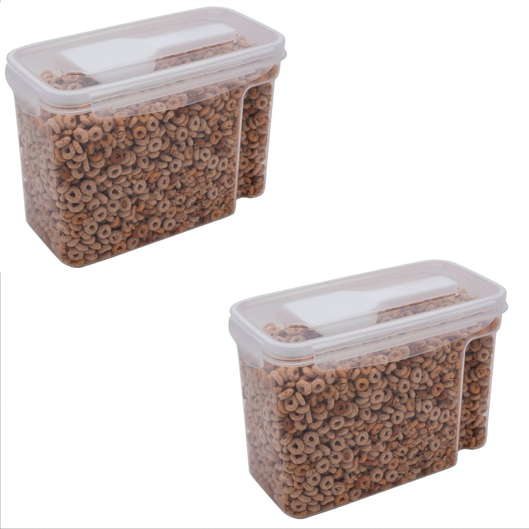 Kitchen Details 2 Pack Medium Size Plastic Airtight Cereal Container with  Scooper 