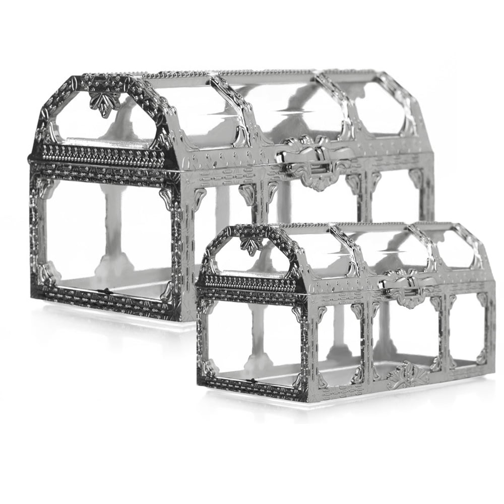 2Pcs Clear Treasure Chest Boxes Plastic Wedding Favor Boxes Jelwery